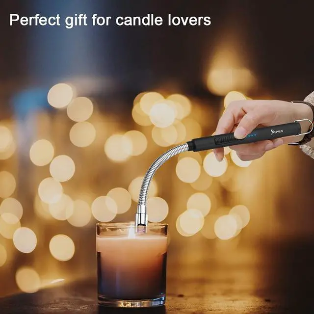 Alt view image 6 of 7 - Electric Candle Lighter USB Type C Rechargeable Lighter Steel Shell & Hanging Hook with 360° Flexible Neck(Black, 3)