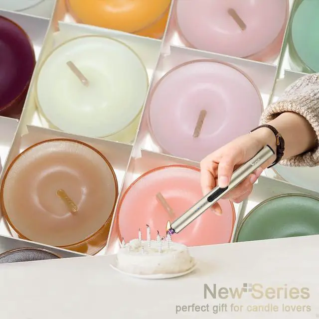 Alt view image 2 of 7 - Electric Arc Windproof Flameless USB Rechargeable Lighter with Safety Lock for Candle (Champagne Gold, 3 Packs)