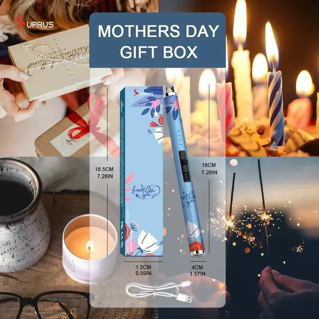Alt view image 7 of 7 - Candle Arc USB Type C Lighter Electric Lighter with Upgraded LED Battery Display Safety Switch Rechargeable Flameless Plasma Windproof Portable for Mothers Day (Blue)