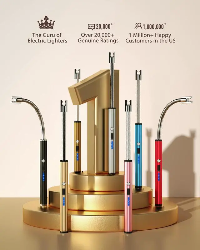 Alt view image 4 of 7 - Electric Candle Lighter, Windproof Rechargeable Long Lighter, 2PCS