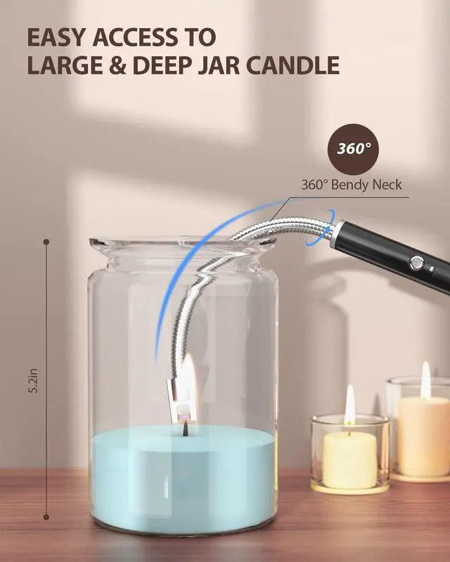 Alt view image 2 of 7 - Electric Lighter - Rechargeable Type C with LED Display, Flexible Neck Plasma Arc Lighter for Fireworks, Gas Stove, BBQ
