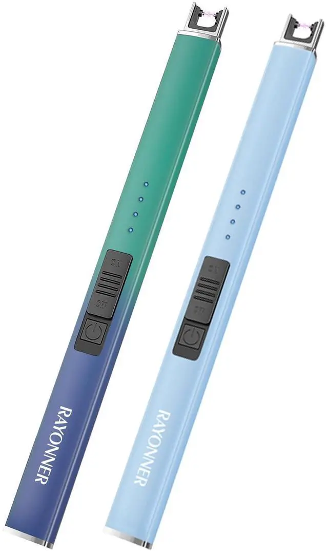 Main image of Rechargeable Electric Candle Lighter Windproof Plasma Arc Lighter for Deep Jars, BBQ Camping Flameless Fire Starter Christmas Stocking Stuffers Gift (Green&Blue Gradient+Sierra Blue)