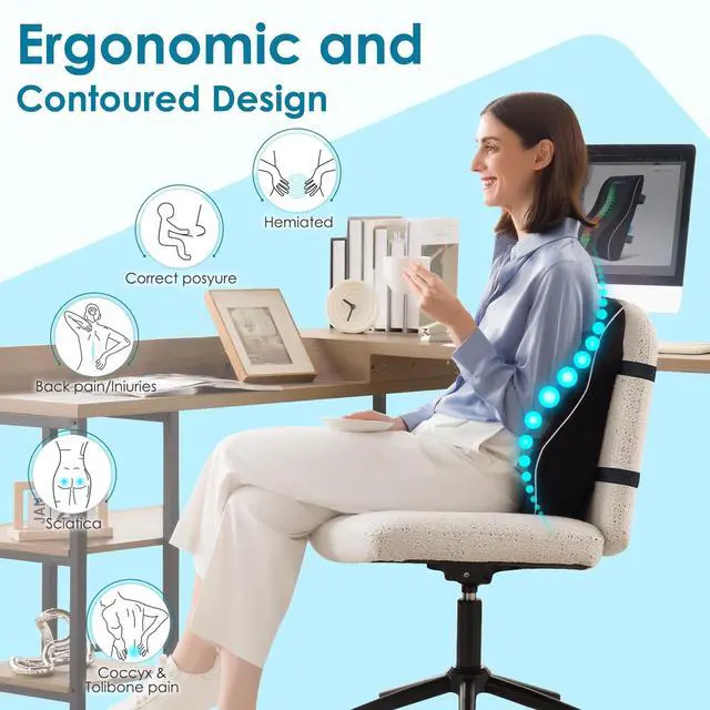 Alt view image 3 of 7 - Lumbar Support Pillow for Office Chair Car Back Support Pillow, Memory Foam Gaming Chair Desk Chair Back Cushion for Lower Back Pain Relief, Ergonomic Back Rest,Office Home Essentials