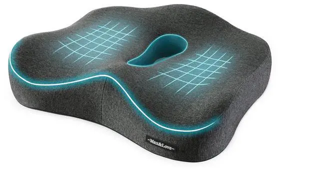 Main image of Memory Foam Seat Chair Cushion for Relieves Back Sciatica Pain Tailbone Pain Coccyx Degenerating Disc Orthopedic Osteoarthritis Prostate Cushion Low Back Pain Cushion Hip Shaping (Dark Gray)