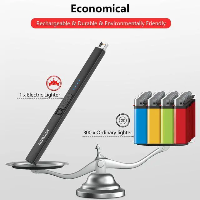 Alt view image 5 of 7 - Lighter Electric Candle Lighter Long Electronic Rechargeable USB Arc Windproof Flameless Lighters for Candle Camping BBQ Birthday Women's Day Gifts for Women Mom Wife Men, Balck