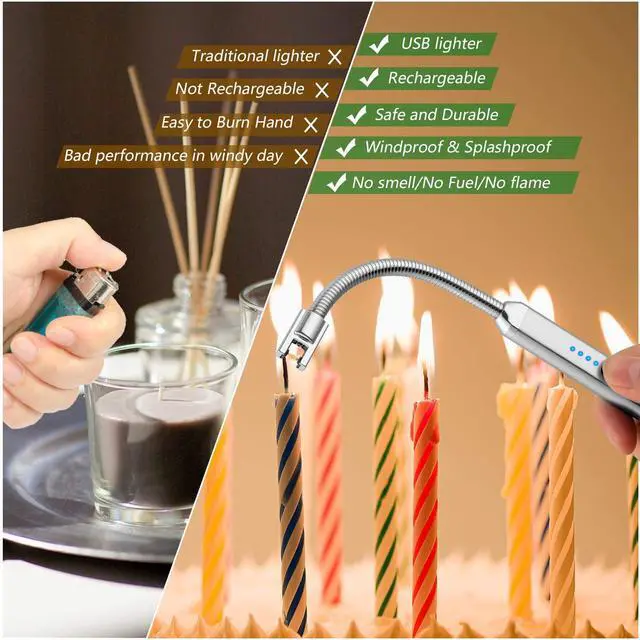 Alt view image 4 of 7 - Electric Candle Lighter, Valentine's Day Gifts for Women Mom Men Wife, USB Arc Rechargeable Windproof Long Lighter for Candle BBQ Birthday Housewarming Gift Idals