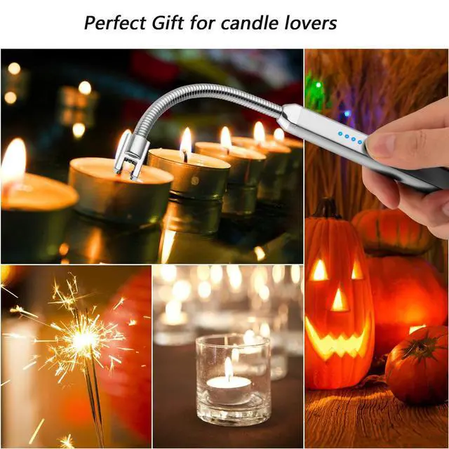 Alt view image 6 of 7 - Electric Candle Lighter, Valentine's Day Gifts for Women Mom Men Wife, USB Arc Rechargeable Windproof Long Lighter for Candle BBQ Birthday Housewarming Gift Idals