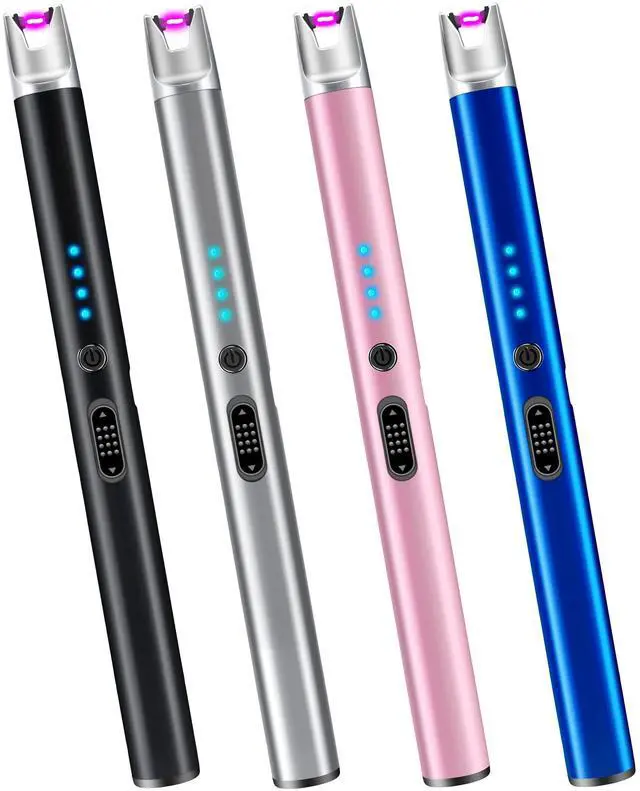 Main image of 4 Pack Electric Candle Lighter Rechargeable USB Lighters Flameless Windproof Plasma Arc Lighters with Safety Lock Long Lighter for Candle BBQ Camping Birthday Party