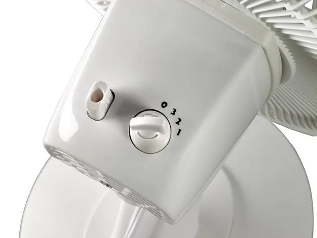 Alt view image 4 of 6 - 12" Oscillating Table Fan for Home, Offices, Bedrooms, Living Rooms, 3-Speeds, Widespread Oscillation, Tilt-Back Fan Head, Portable, White, 2012