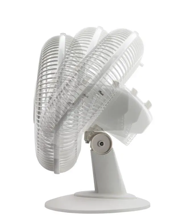 Alt view image 6 of 6 - 12" Oscillating Table Fan for Home, Offices, Bedrooms, Living Rooms, 3-Speeds, Widespread Oscillation, Tilt-Back Fan Head, Portable, White, 2012