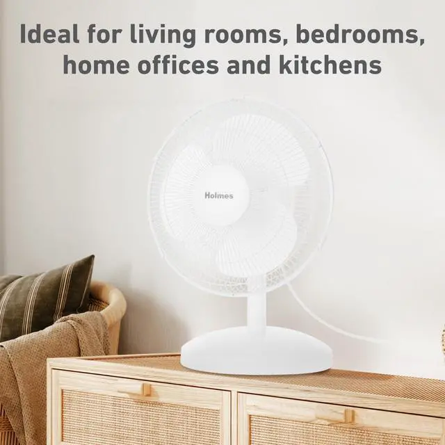 Alt view image 2 of 7 - 12 Inch Oscillating Table Fan 3 Speeds 75 Degree Wide Angle Oscillation 15 Degree Adjustable Head Tilt Quiet Cooling for Home Office Bedroom Manual Control White