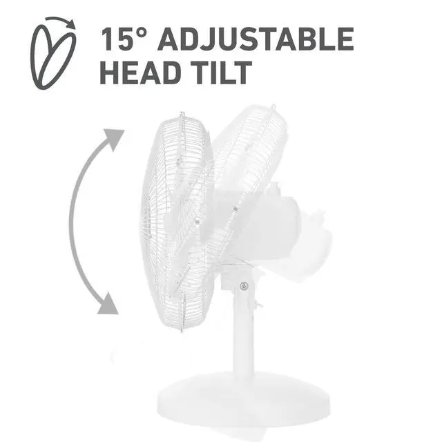 Alt view image 5 of 7 - 12 Inch Oscillating Table Fan 3 Speeds 75 Degree Wide Angle Oscillation 15 Degree Adjustable Head Tilt Quiet Cooling for Home Office Bedroom Manual Control White