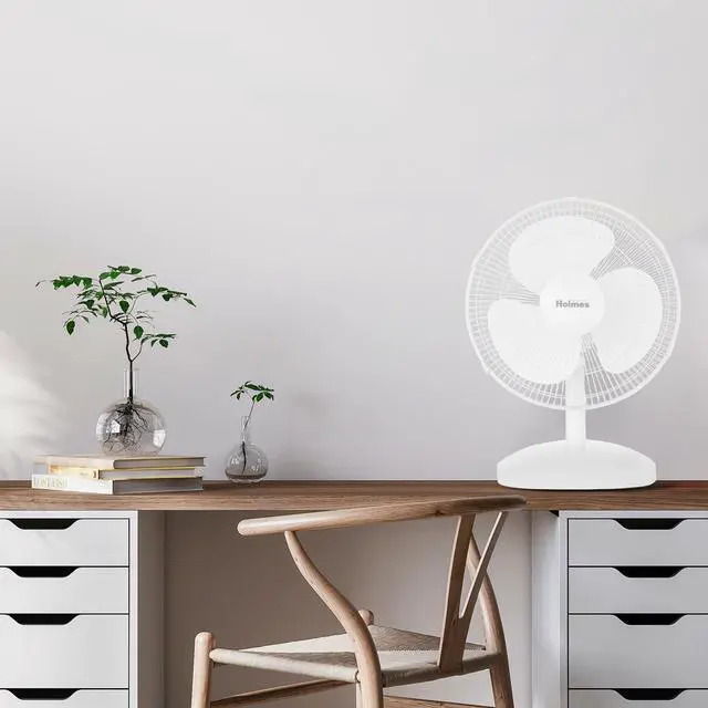 Alt view image 6 of 7 - 12 Inch Oscillating Table Fan 3 Speeds 75 Degree Wide Angle Oscillation 15 Degree Adjustable Head Tilt Quiet Cooling for Home Office Bedroom Manual Control White