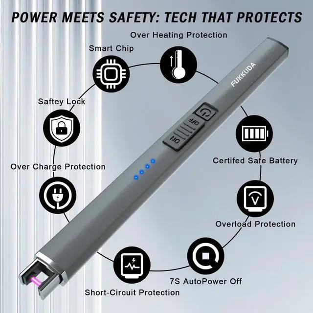 Alt view image 4 of 7 - Electric Candle Lighter with Safety Switch - USB Rechargeable Windproof & Flameless Plasma Arc Lighter for Easter Basket Stuffers (Space Grey)