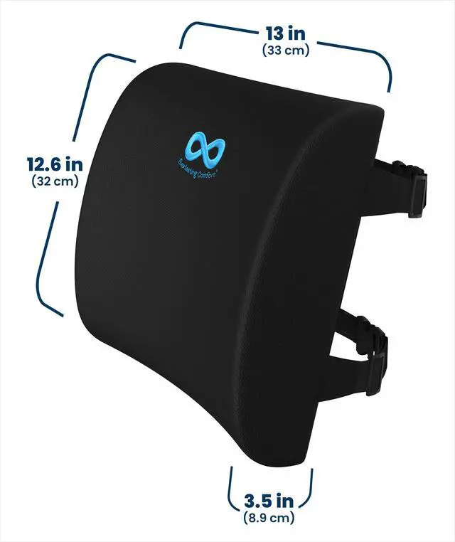 Alt view image 2 of 2 - Lumbar Support Pillow for Office Chair - Memory Foam Back Cushion for Car Seat - Promotes Better Posture, Back Pain Relief - Ideal Gaming and Desk Chairs Work and Home Essentials