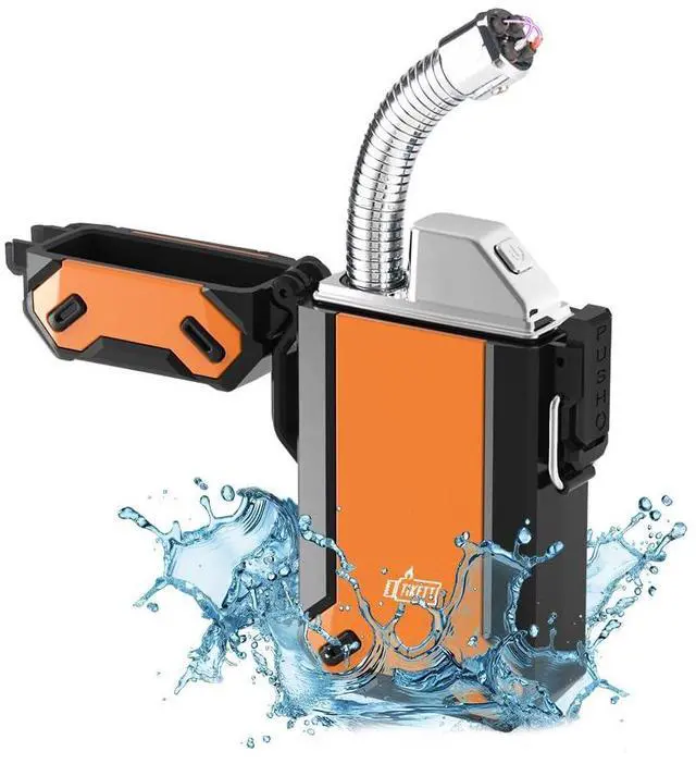 Main image of Dual Arc USB Rechargeable Electric Camp Lighter with Retractable Flexible Long Neck Waterproof Windproof Lighter for Outdoor, Grill and Candle (Orange)