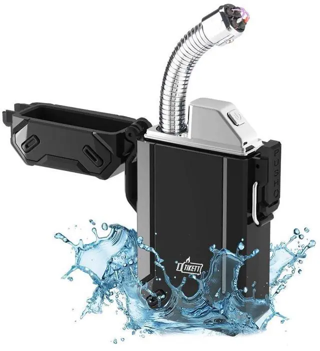 Main image of Dual Arc USB Rechargeable Electric Camp Lighter with Retractable Flexible Long Neck Waterproof Windproof Lighter for Outdoor, Grill and Candle (Black)