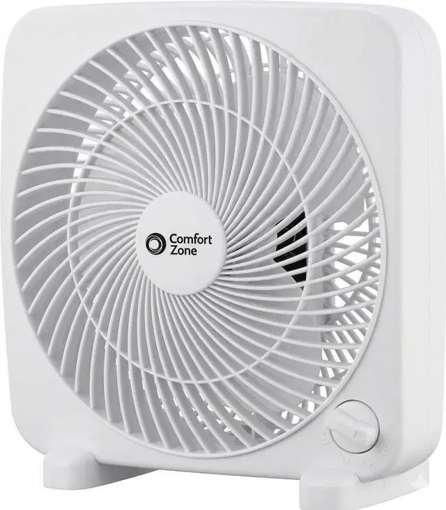 Main image of 9-inch Portable Box Fan Compact Desktop Cooling Fan with 3-Speeds, Quiet Operation, Built-in Carry Handle & Safety Grill ETL Listed for Home, Office, or Dorm White