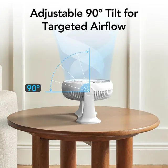 Alt view image 3 of 7 - 11-Inch High-Velocity Tabletop Air Circulator Fan Quiet 3-Speed Personal Turbo Fan with 90° Adjustable Tilt & Carry Handle Compact Desk Fan for Home, Office, or Bedroom White