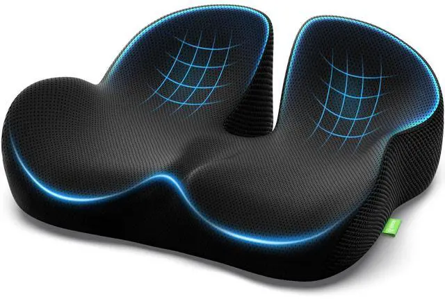 Main image of Gel Seat Cushion for Office Chairs, Ergonomic Memory Foam Chair Cushions for Long-Sitting Support & Sciatica, Back, Tailbone Pain Relief, Breathable Car Seat Cushion with Anti-Slip Base