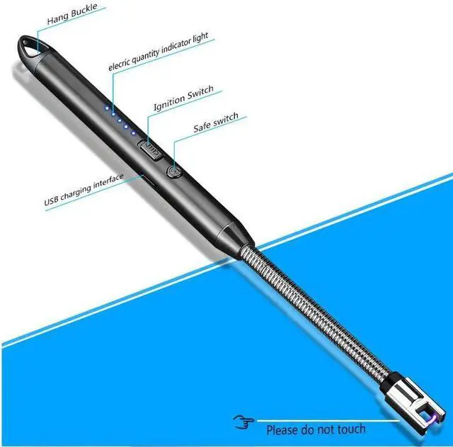 Alt view image 3 of 7 - 360°Flexible Neck Lighters for Candles, Multi-Function Arc Lighter Rechargeable USB Electric BBQ Lighter for Grill Kitchen Fireworks Gas Stove (Red)