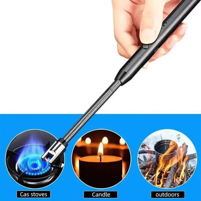 Alt view image 5 of 7 - 360°Flexible Neck Lighters for Candles, Multi-Function Arc Lighter Rechargeable USB Electric BBQ Lighter for Grill Kitchen Fireworks Gas Stove (Red)