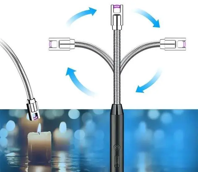 Alt view image 6 of 7 - 360°Flexible Neck Lighters for Candles, Multi-Function Arc Lighter Rechargeable USB Electric BBQ Lighter for Grill Kitchen Fireworks Gas Stove (Red)