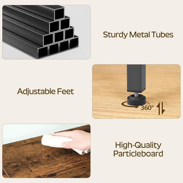 Alt view image 4 of 6 - L-Shaped Computer Desk with Power Outlets, Gaming Desk with Monitor Stand, Reversible Home Office Desk for Study, Gaming Room, Living Room, Rustic Brown and Black DN05UBR