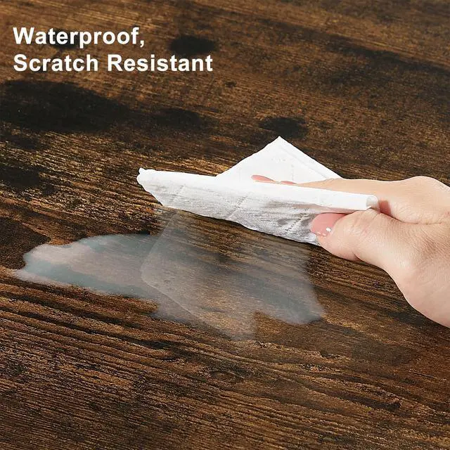 Alt view image 3 of 7 - Triangle Computer Desk, Corner Table with Steel Frame and Shelves for Small Spaces, Brown, 33.1" H