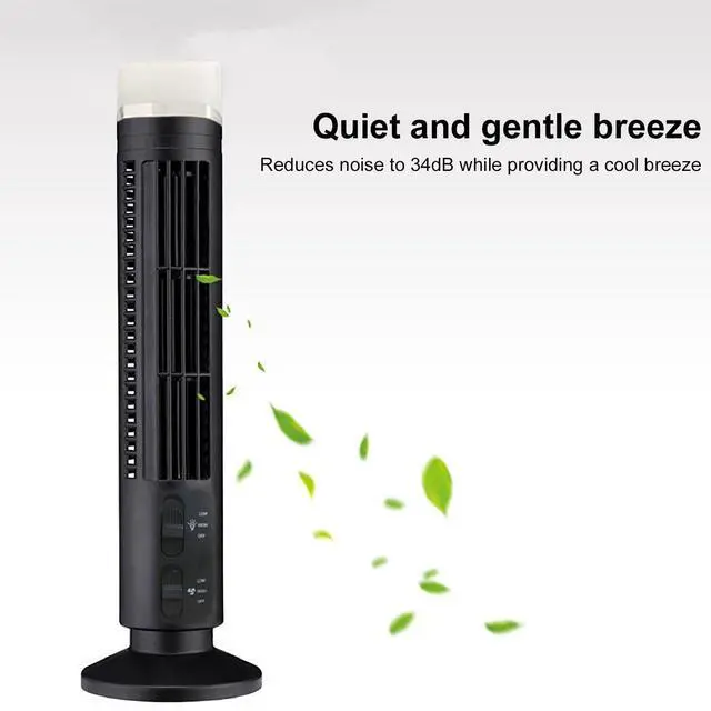 Alt view image 3 of 7 - Bladeless Tower Fan 90 Degree Oscillating Quiet Portable USB Desk Fan,34 dB Quiet Electric Cooling Fan with Light for Home Bedroom Office (Black)