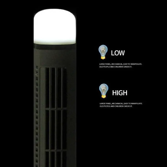 Alt view image 4 of 7 - Bladeless Tower Fan 90 Degree Oscillating Quiet Portable USB Desk Fan,34 dB Quiet Electric Cooling Fan with Light for Home Bedroom Office (Black)