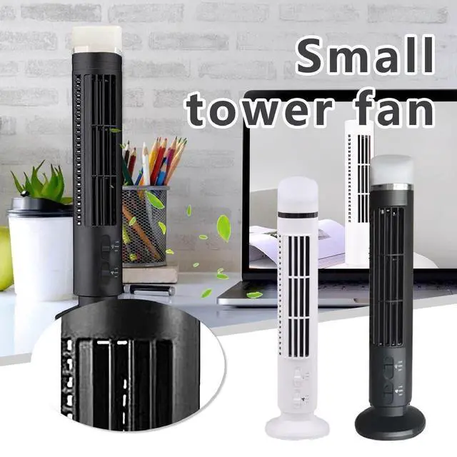 Alt view image 3 of 7 - Tower Fan for Bedroom, 90° Oscillating Bladeless Desk Tower Fan with Light, Quiet Portable USB Table Fan for Home Office Indoors (Black)