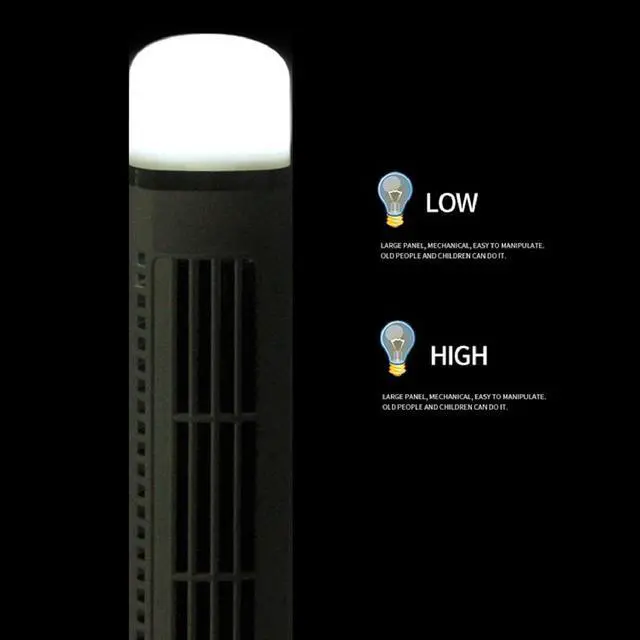 Alt view image 6 of 7 - Tower Fan for Bedroom, 90° Oscillating Bladeless Desk Tower Fan with Light, Quiet Portable USB Table Fan for Home Office Indoors (Black)