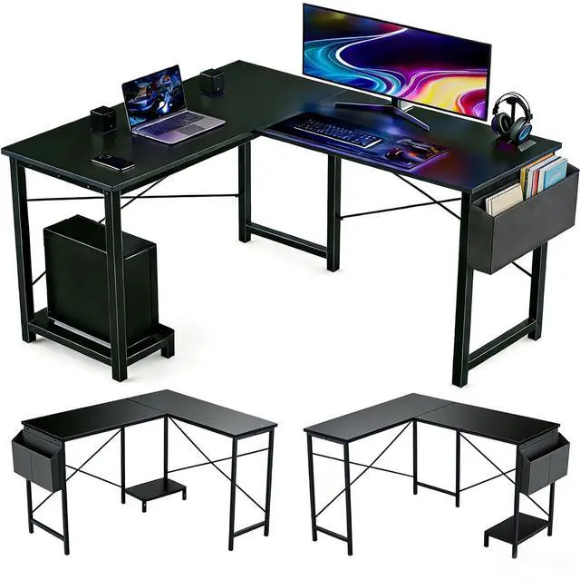 Main image of L Shaped Desk, 50 Inch Reversible Computer Desk Corner Gaming Table with CPU Stand & Storage Bag, Sturdy Metal Frame PC Workstation for Home Office