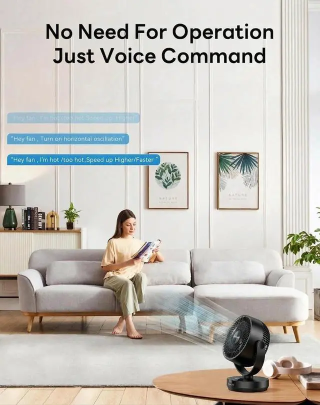 Alt view image 5 of 7 - Air Circulator Fan for Bedroom, 13" Height Table Fan with Remote/Voice, 120° Vertical & 90° Oscillating, Quiet 25dB Electric Fan for Home, 60ft, 12H Timer, 4 Speeds, 4 Modes for Office