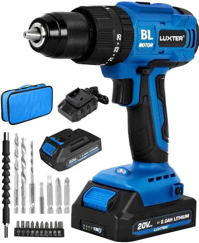 Main image of 20V Cordless Brushless Drill Set 3/8-Inch Chuck Electric Screwdriver with 2 Variable Speed LED Light 22+1 Torque Setting Electric Drill Kit for Drilling Brick Wall, Metal, Wood Tool