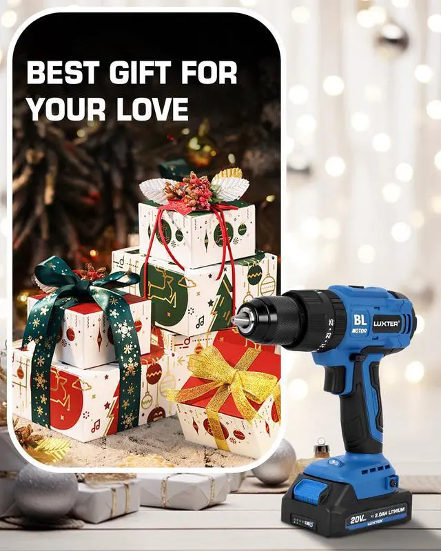 Alt view image 6 of 6 - 20V Cordless Brushless Drill Set 3/8-Inch Chuck Electric Screwdriver with 2 Variable Speed LED Light 22+1 Torque Setting Electric Drill Kit for Drilling Brick Wall, Metal, Wood Tool