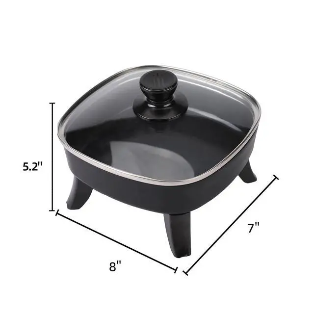 Alt view image 2 of 5 - 7" Electric Skillet with Lid, Electric Non-Stick Ceramic Fying Pan,Adjustable Temperature Control, 600W Single Serve Grill for Breakfast, Cooking for Pancakes, Eggs, Sausage