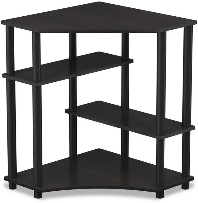 Alt view image 4 of 7 - TURN-N-TUBE Desk, Gaming Desk with Shelves, Corner Computer Desk with Shelves, Office Desk, Space Saving, For Home Office, Bedroom, Espresso