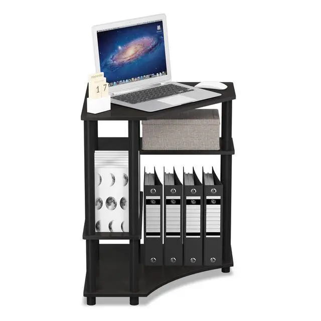 Alt view image 5 of 7 - TURN-N-TUBE Desk, Gaming Desk with Shelves, Corner Computer Desk with Shelves, Office Desk, Space Saving, For Home Office, Bedroom, Espresso