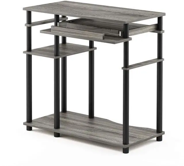 Main image of Abbott Computer Desk with Bookshelf, French Oak Grey/Black