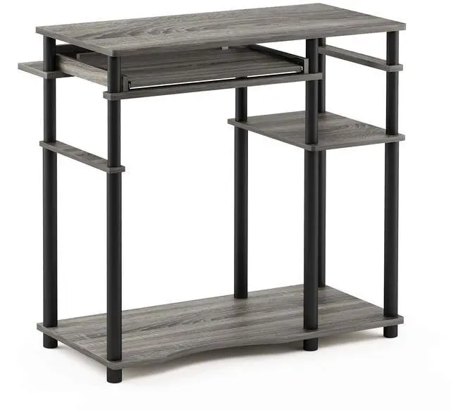 Alt view image 5 of 7 - Abbott Computer Desk with Bookshelf, French Oak Grey/Black