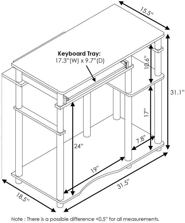 Alt view image 7 of 7 - Abbott Computer Desk with Bookshelf, French Oak Grey/Black