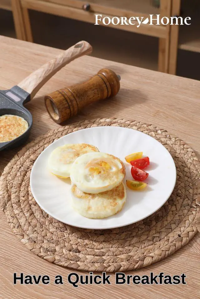 Alt view image 6 of 6 - Egg Frying Pan 3-In-1 Divided Nonstick Egg Pan with Lid Breakfast Grill Pan Skillet Compatible with Gas Stove & Induction Cooktops (Gray, 3 Hole With Lid)