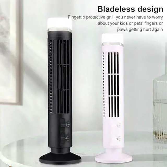 Alt view image 3 of 7 - Tower Fan for Bedroom, 90 Degree Oscillating Desktop Tower Cooling Fan, Quiet Standing Fan Portable USB Desk Fan with Light, Electric Fan for Home Bedroom Office