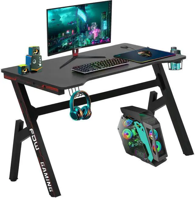 Main image of Computer Desk,Gaming Desk 45.2 inches Student PC Desk Writing Desk Office Desk Extra Large Modern Ergonomic Racing Style Table Workstation Carbon Fiber Cup Holder Headphone Hook