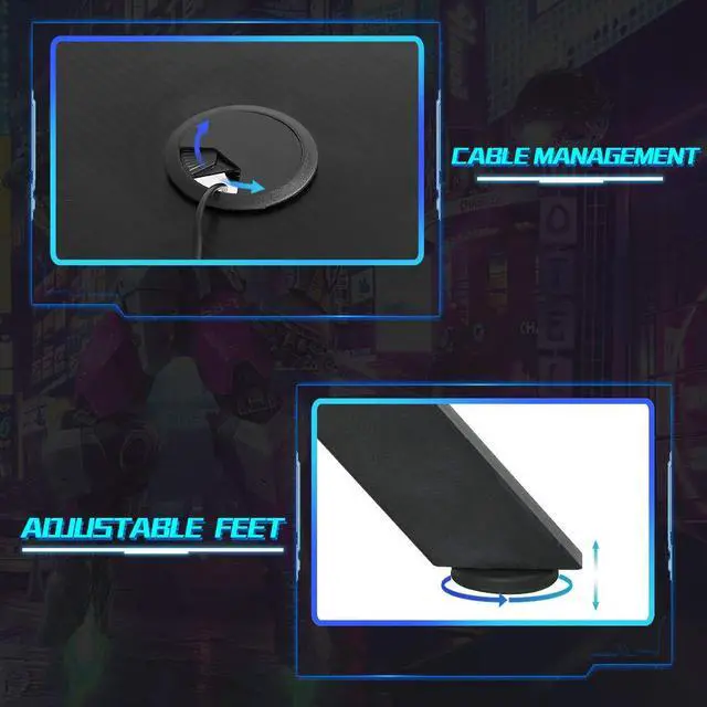 Alt view image 7 of 7 - Computer Desk,Gaming Desk 45.2 inches Student PC Desk Writing Desk Office Desk Extra Large Modern Ergonomic Racing Style Table Workstation Carbon Fiber Cup Holder Headphone Hook