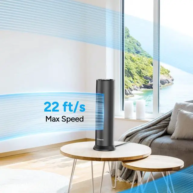 Alt view image 4 of 7 - Tower Fan, 28dB Quiet Desk Fan, 3Speeds, 80° Oscillation, Detachable Washable Bladeless Design, 16 Inch Portable Table Fan for Room, Home, Office,Black