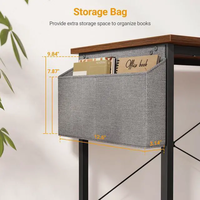 Alt view image 7 of 7 - L Shaped Desk, 40 Inch Computer Desk with Reversible Storage Shelves Home Office Corner Desk Study Writing Table, Rustic Brown