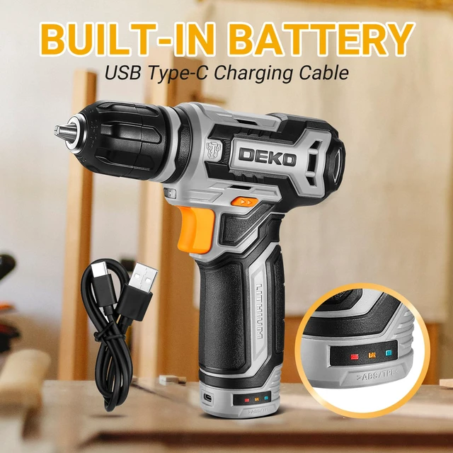 Alt view image 4 of 7 - Cordless Drill: DEKO PRO 12V Power Battery Drill Set with Small Electric Drills and 3/8-inch Keyless Chuck with Portable Tool Set Gift Box